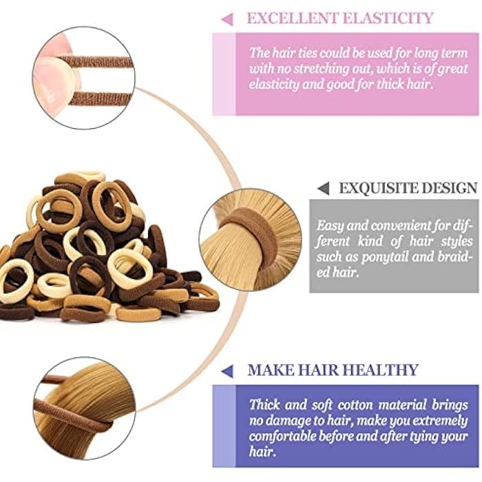 JIRIS 100 pcs No Break Hair Ties fitting Kit, and limited-time Starter Kit | Gentle for any hair type with no slipping or snagging Color mixing(Brown) - Image 3